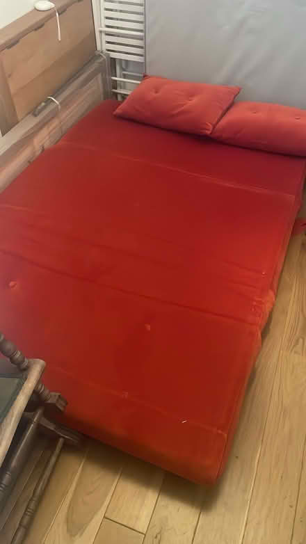 Photo of free Orange velvet sofa bed (Homerton E9) #3