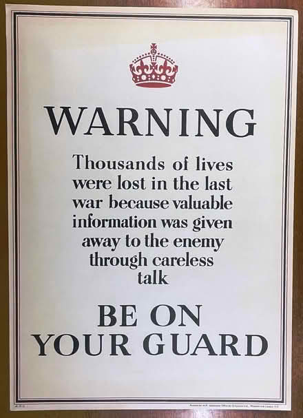 Photo of free Careless Talk WW2 Posters (Westcott, Dorking RH4) #1