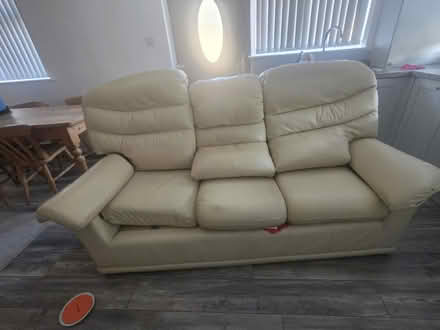 Photo of free Cream leather sofa (Leeds LS15) #2