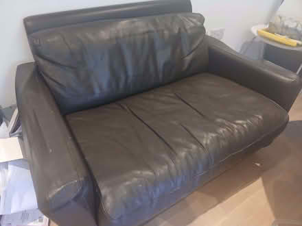Photo of free 2- seater brown faux leather sofa (Hanwell W13) #2