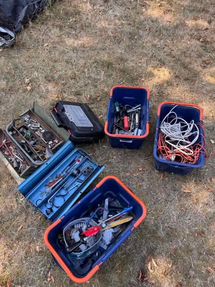 Photo of free Various tools and boxes and wires (Cheam SM2) #1