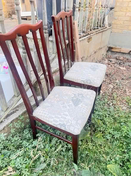 Photo of free Two Antique dining table chairs (Bounds Green.) #2