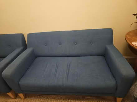 Photo of free Blue sofa (arm chair gone) (Hove BN3) #1