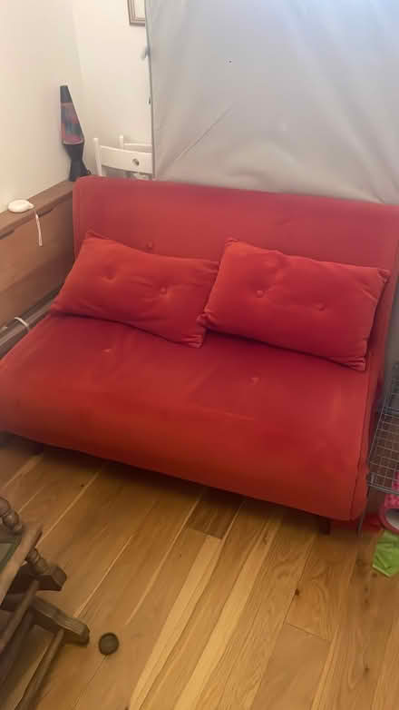 Photo of free Orange velvet sofa bed (Homerton E9) #2