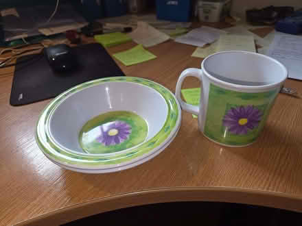 Photo of free Two small plastic bowls plus matching plastic mug (Kings Meaburn CA10) #1