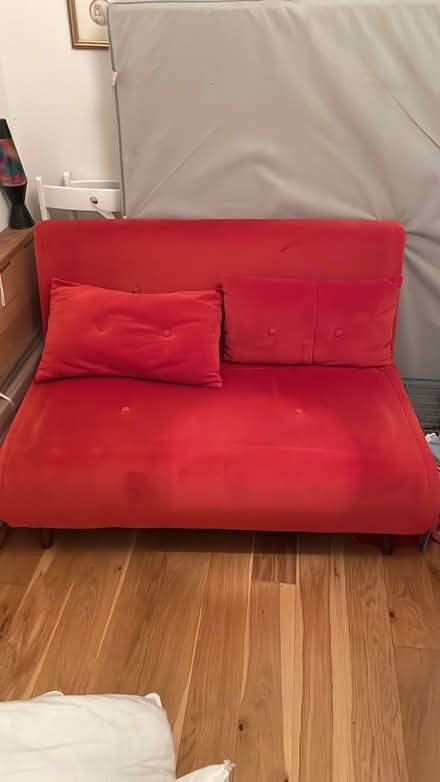 Photo of free Orange velvet sofa bed (Homerton E9) #1
