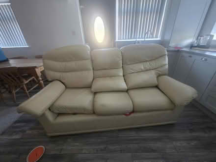 Photo of free Cream leather sofa (Leeds LS15) #1