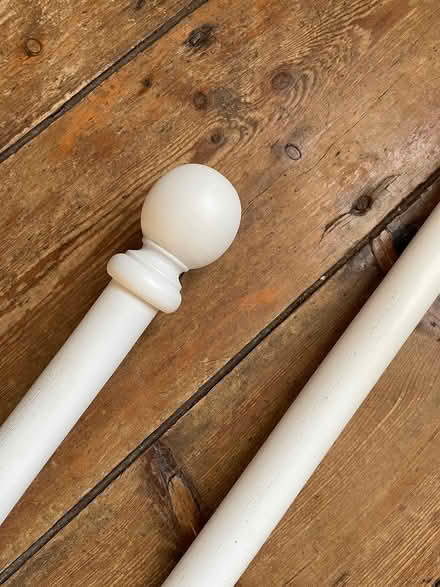 Photo of free White wooden curtain poles x 2 (Whetstone N20) #2