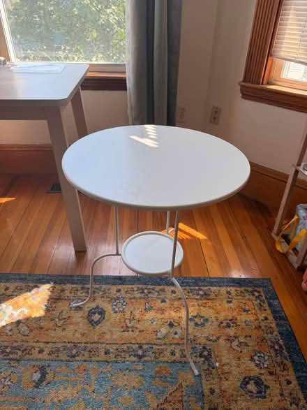 Photo of free Small White Metal Table (Mission Hill) #1