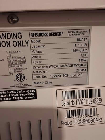 Photo of free None working 1.7 cu ft mini fridge (Beacon Hill) #3