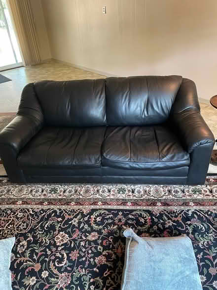 Photo of free 70" Black Leather Couch / Loveseat (Burien) #1