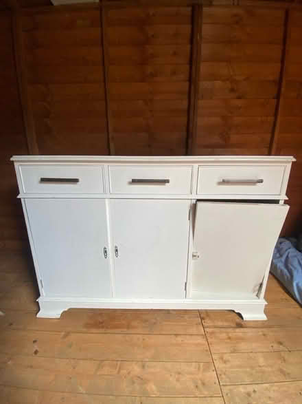 Photo of free White wooden storage unit / cabinet (Morley LS27) #1