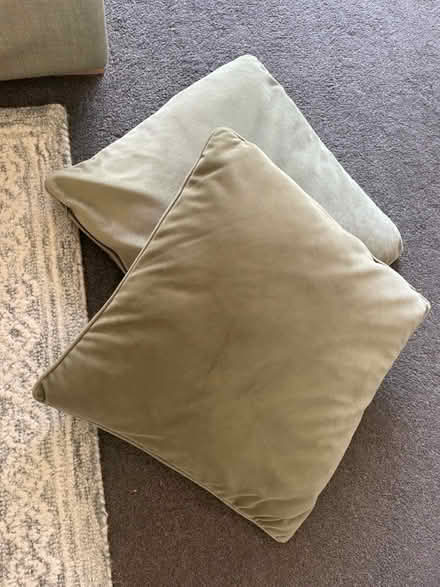 Photo of free green velvety cushions x2 (The Fairway, Midhurst GU29) #1