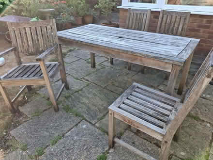 Photo of free Wooden garden table and 4 chairs (Lightwater GU18) #1
