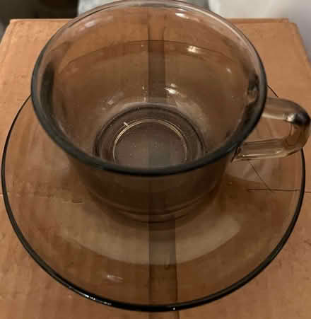 Photo of free Set of 4 Brown Glass Cups and Saucers (Quorn LE12) #1