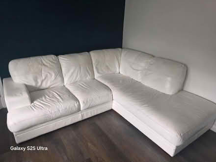 Photo of free White leather corner sofa (Eamont Bridge CA10) #1