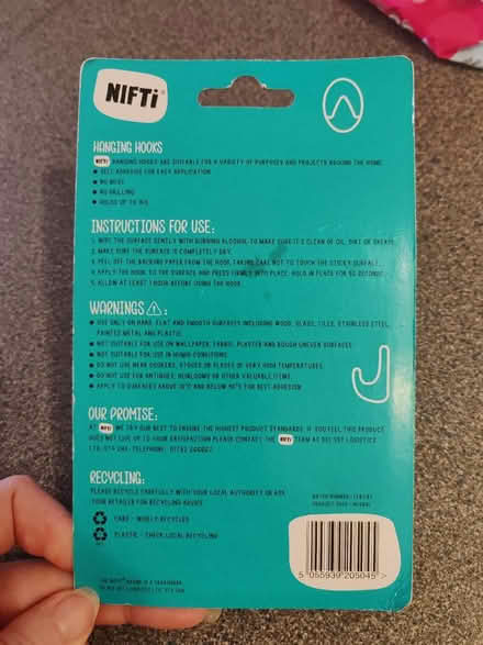 Photo of free Pack of 4 sticky hooks (Barbourne, WR1) #2
