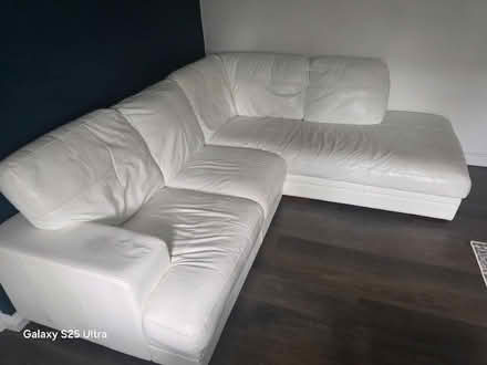 Photo of free White leather corner sofa (Eamont Bridge CA10) #3