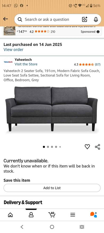 Photo of free 2 seater sofa (Shelton Lock,) #2