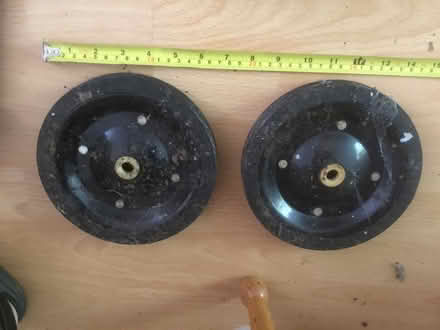 Photo of free 2 metal wheels w hard rubber tyres (B62 near Blackheath) #1