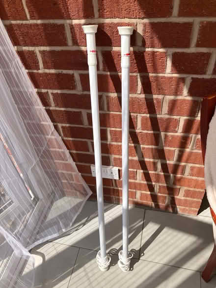 Photo of free Two white expanding poles with rings. (Rothley LE7) #1