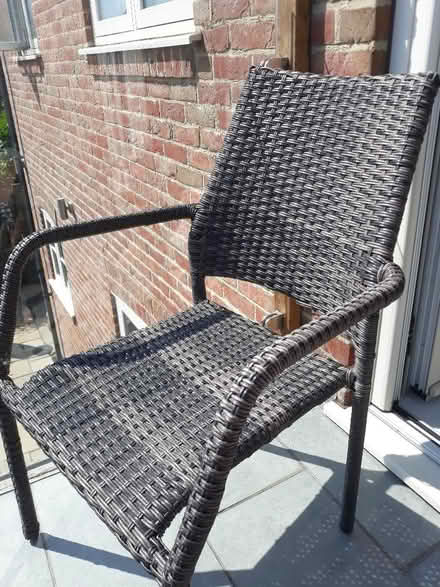Photo of free Two Rattan Outdoor Chairs (St Andrew's Wharf DE1) #1