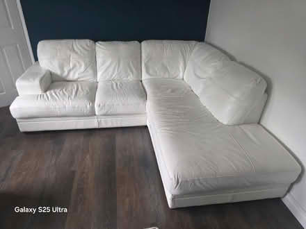 Photo of free White leather corner sofa (Eamont Bridge CA10) #2