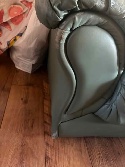 Photo of free Much loved sofa, green leather, need the space now., (Downswood ME15) #2