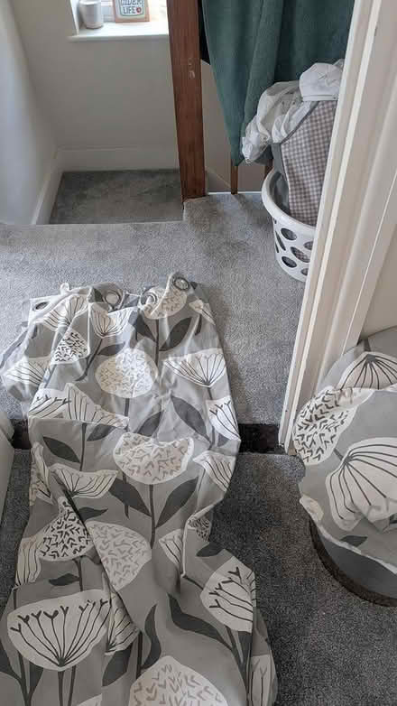 Photo of free Dunelm patterned grey curtains (Barming, Maidstone) #1