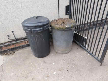 Photo of free 1 black plastic dustbin + 1 metal dustbin (Porchester Gardens NG3) #1