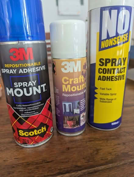 Photo of free 3 x partly used craft spray adhesives (see photo). (Berkhamsted HP4) #1