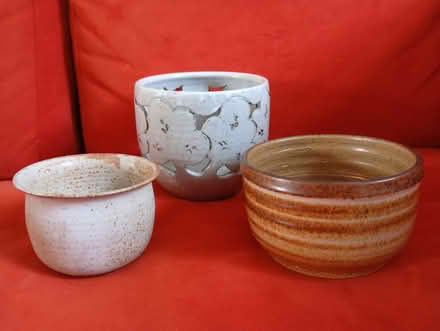 Photo of free 3 lovely stoneware planter (Buxworth SK23) #1