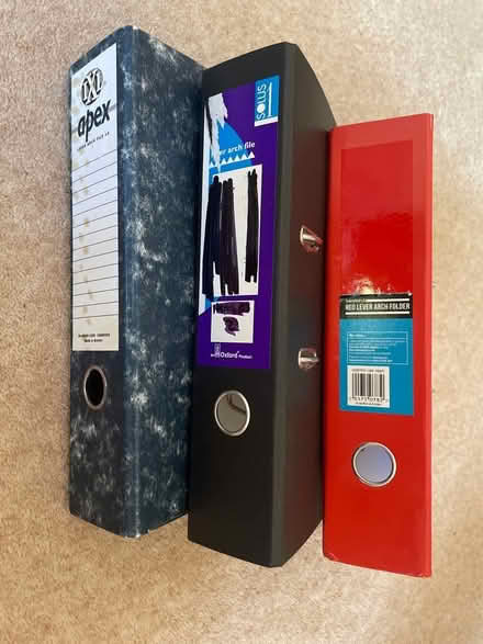 Photo of free 3 used lever arch files (Adel LS16) #1