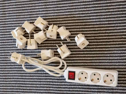 Photo of free European appliance plugs and a 3 socket extension lead. (Oakington CB24) #1