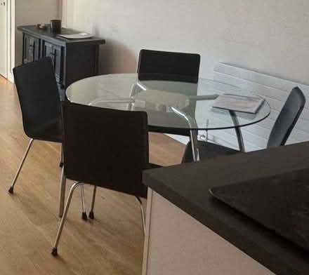 Photo of free Glass top dining table with four leather chairs (Clerkenwell EC1M) #1