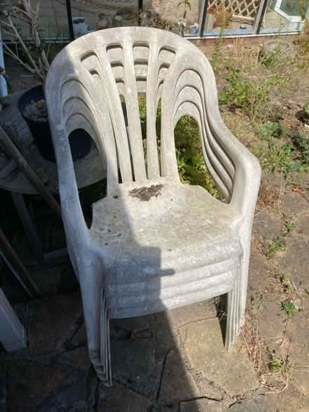 Photo of free 4. Plastic garden chairs (East Rainham ME8) #1