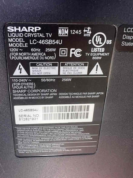 Photo of free 46" LC Flat Screen TV (San Jose/Campbell area) #3