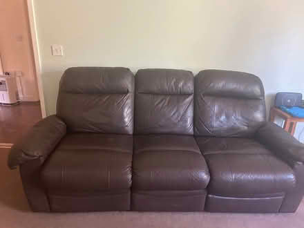 Photo of free 2 recliner brown leather sofas (Higham CO7) #1