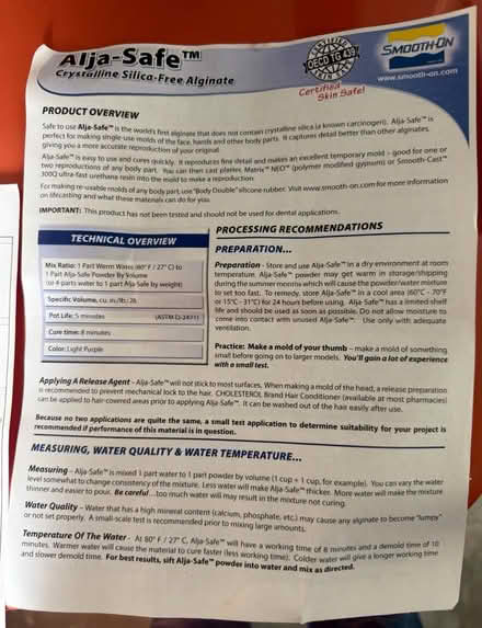 Photo of free Smooth-On Alja-Safe Alginate (Latrobe, PA) #3
