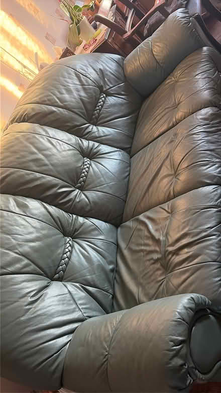Photo of free Much loved sofa, green leather, need the space now., (Downswood ME15) #3