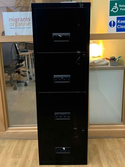 Photo of free black metal 4-drawer cabinet (Old street/Hoxton) #1