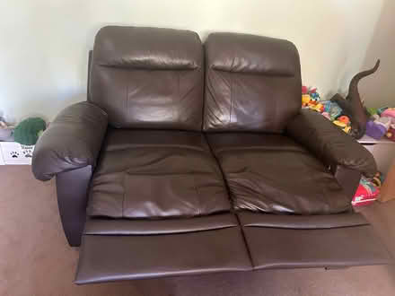 Photo of free 2 recliner brown leather sofas (Higham CO7) #4
