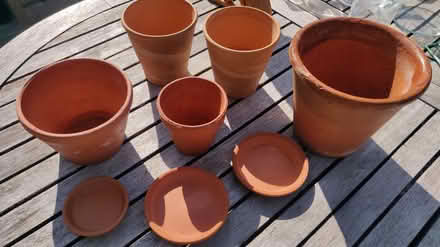 Photo of free 5 terracotta pots plus 3 bases (Baldock (SG7)) #1