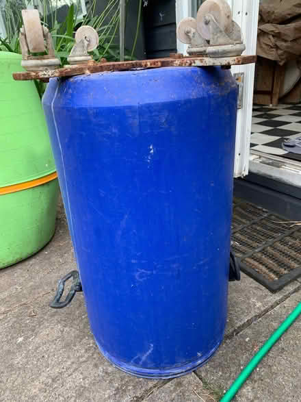 Photo of free Blue plastic water tight drum on casters (Fairfield Park BA1) #1
