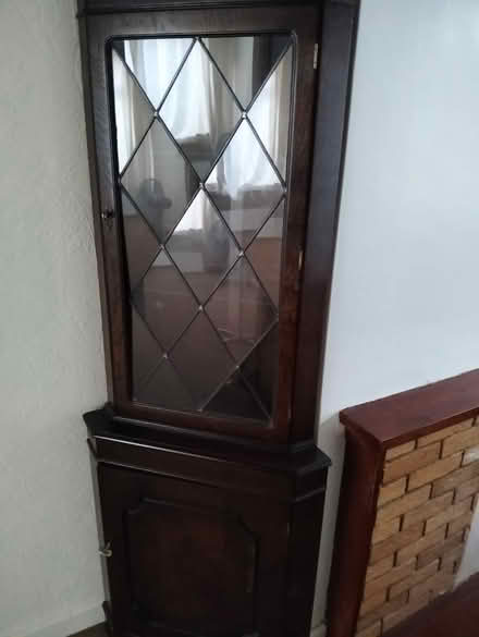 Photo of free Wood Corner Cabinet (with Keys) (bl14rr) #1