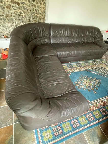 Photo of free Black Leather Corner Sofa (Stokesby NR29) #2