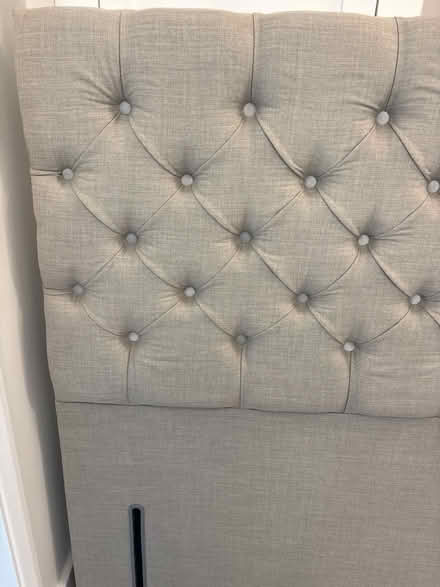 Photo of free King size headboard. Greige linen (Longcot SN7) #2