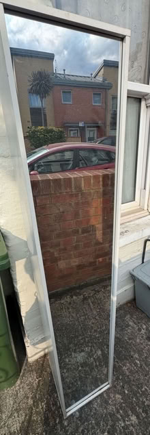 Photo of free White shelving tall unit with mirror (Sands End SW6) #2