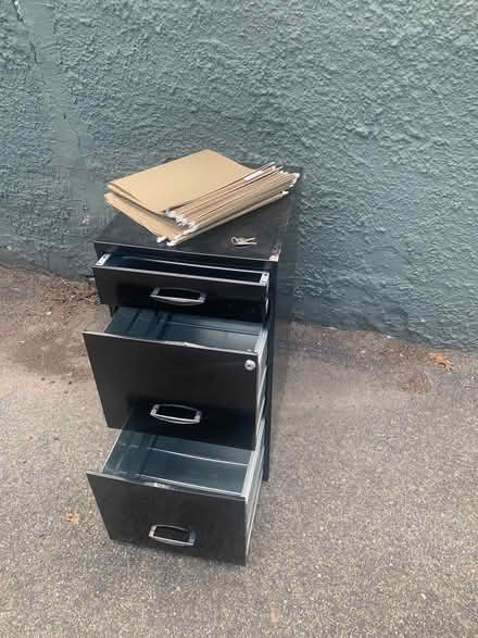 Photo of free 3 Drawer Black Metal File Cabinet (Methuen) #1