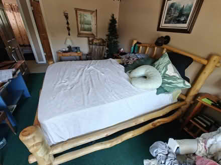Photo of free Log Bed, Mattress, Side Tables (Near 92nd and Sheridan) #1